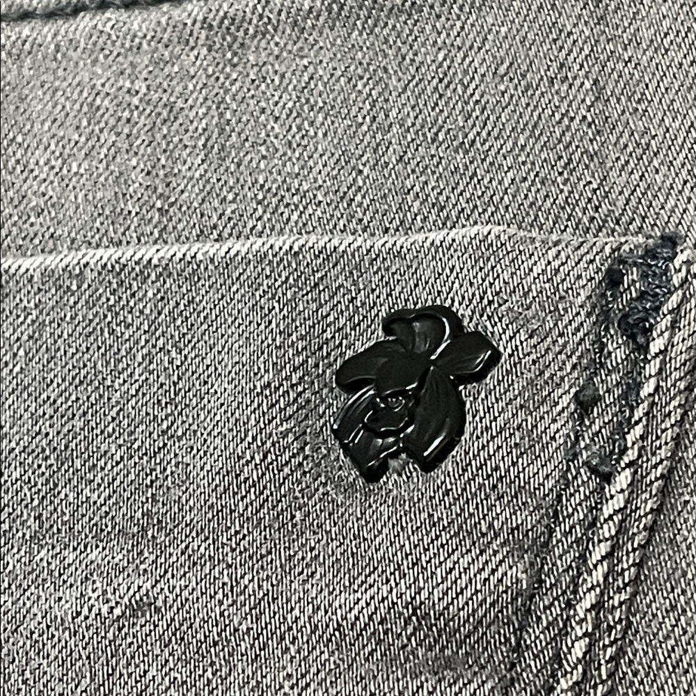 Black Orchid Women’s Gray Skinny Jeans with Black Velvet Side Panels - Picture 5 of 7